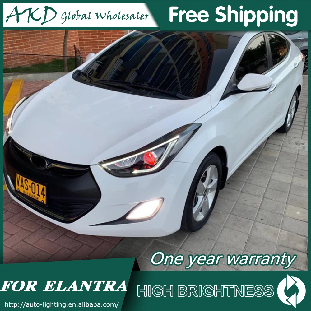 Передние фары для Hyundai Elantra 2011-2016 DRL дневные ходовые огни передние светодиодные