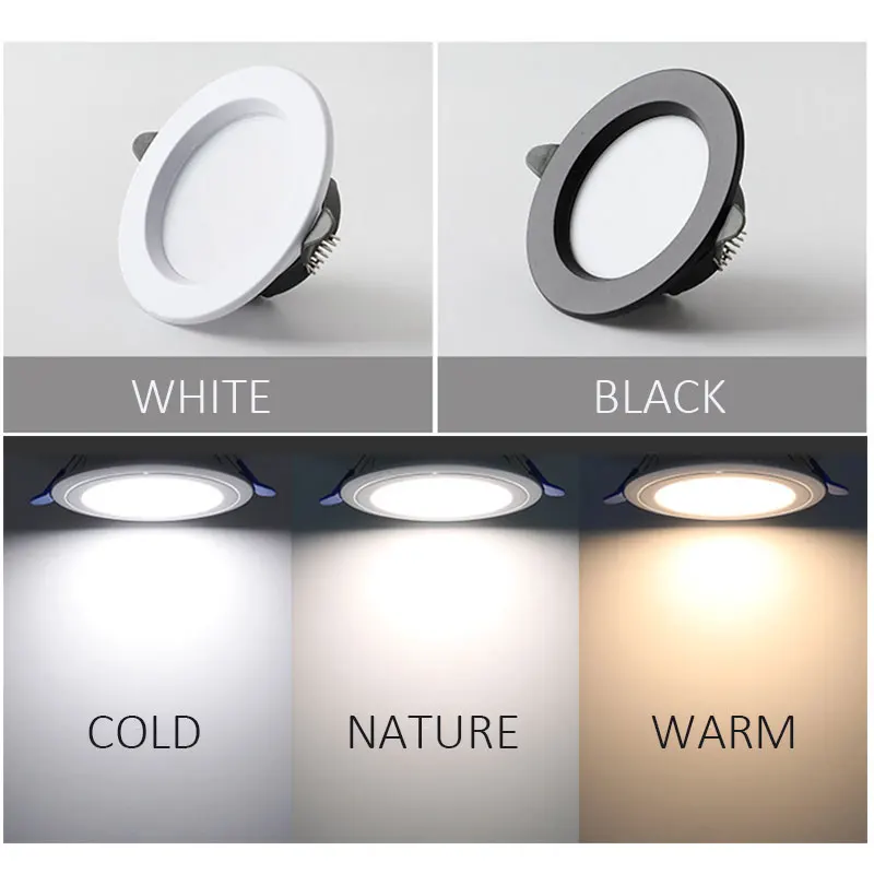 Светодиодный светильник без водителя встраиваемый SMD 9 Вт 12 белый черный AC220V