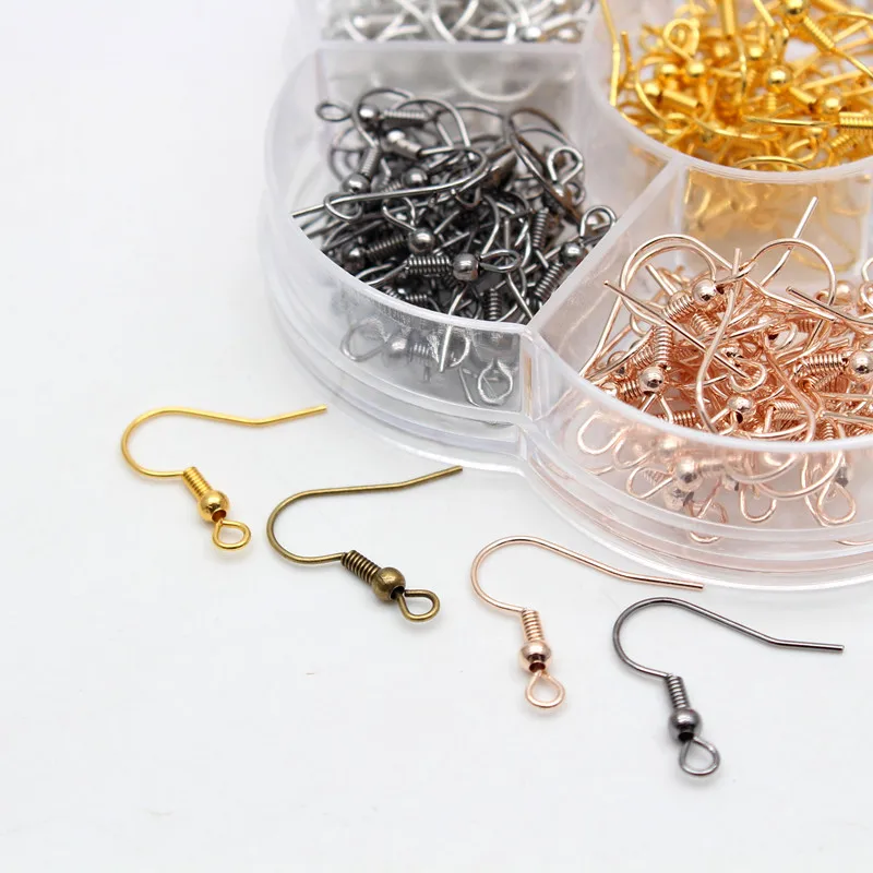 Серьги-гвоздики крючки ушные провода с шариком и катушкой гипоаллергенные