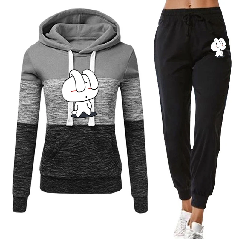 

Cartoons Printed Hoodie WomenTracksuit Spring Autumn Long Sleeve Pullovers Sweatshirt Pants 2 Piece Set Outdoor Outfit