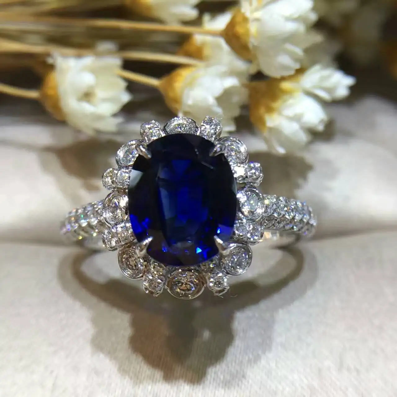Принцесса Диана и Кейт Стиль кольцо с сапфиром 2.042ct+ 0.599ct 18K золото натуральный сапфир женское кольцо с алмазной установкой