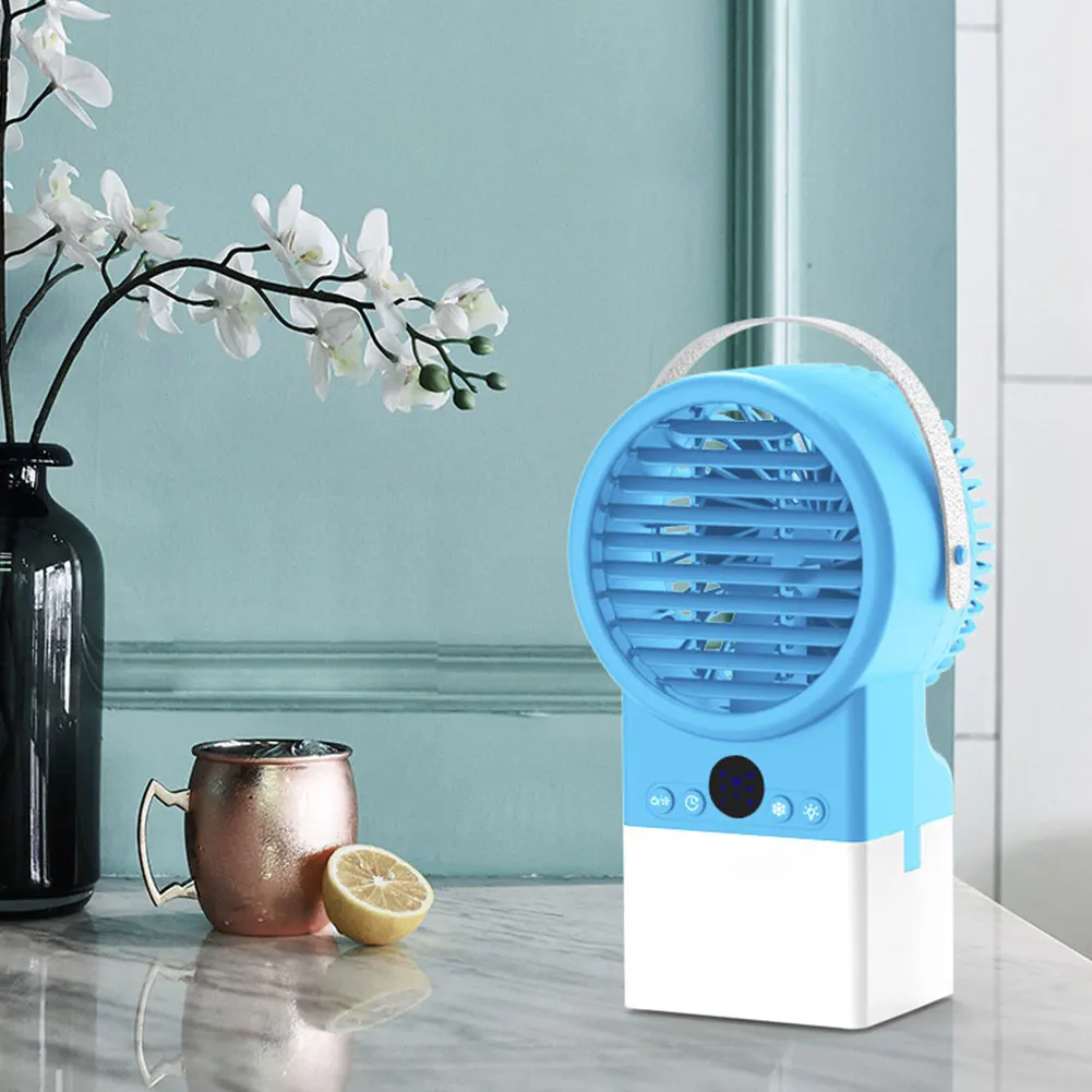 

Summer Portable Desk Air Conditioner Fan LED Light 3 Speed Adjustable Fans Mini Personal Air Humidifier Fan For Office Bedroom