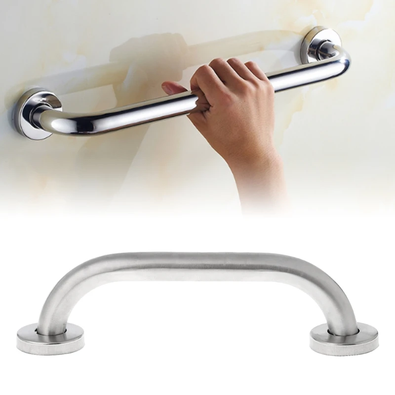 1 Juego de soporte de ducha de baño de acero inoxidable, barra de agarre de pared, mango de seguridad, toallero de 20cm