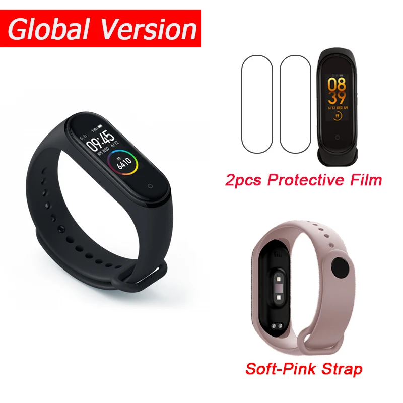 Global Add Softpink Xiaomi mi-браслет 4 Smart mi Band 4 0,9" AMOLED экран водонепроницаемый пульсометр фитнес 135 мАч 20 Bluetooth 5,0 50 атм - Цвет: Global Add Softpink