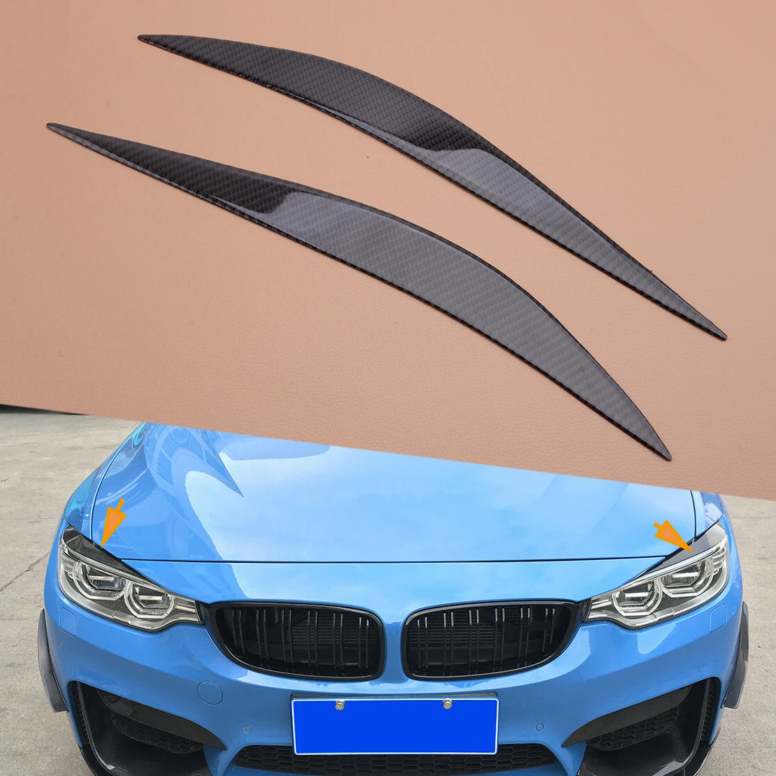 

2Pcs/Set Carbon Fiber Headlight Eyebrows Eye Lid Trims Cover fit for BMW 4 Series F32 F33 F36 2012 2013 2014 2015 2016 2017 2018