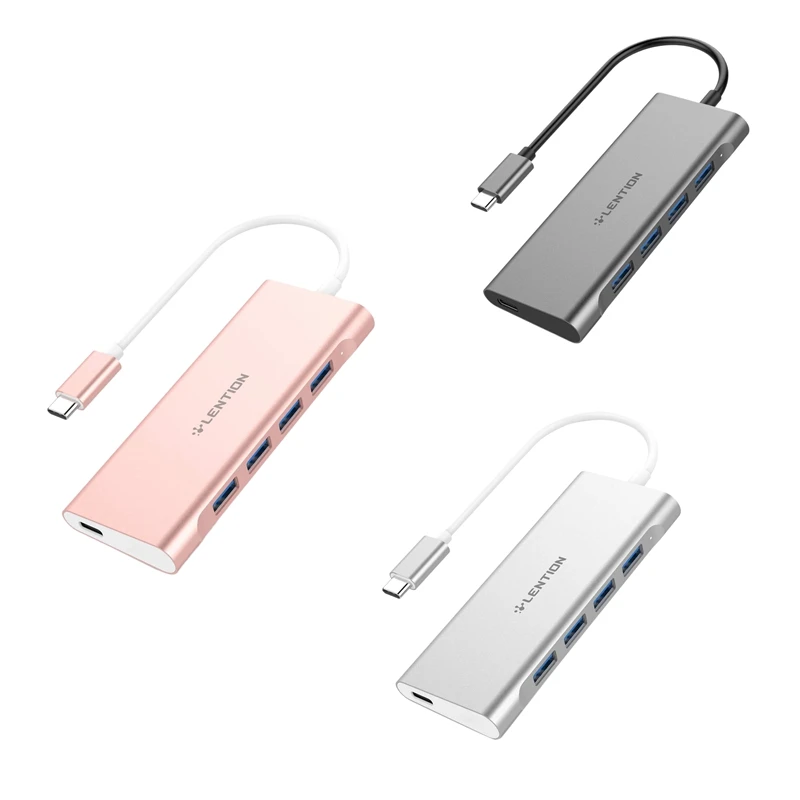 

Концентратор LENTION CB-C31 USB C, 4 порта USB 3,0, зарядный адаптер USB 3,0 для Pro 13/15/16