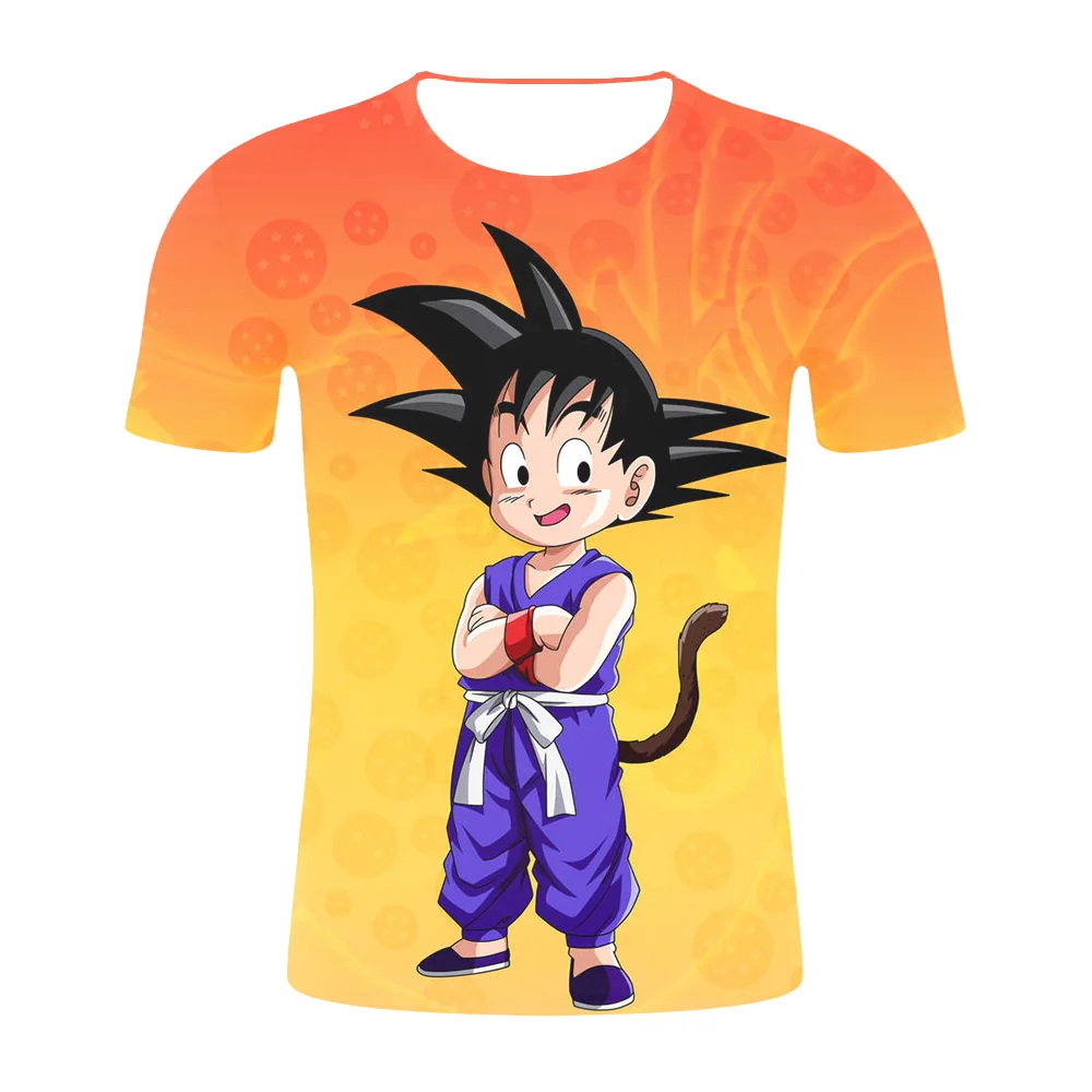 Новинка футболки Dragon Ball Z мужские летние с 3D принтом супер сайян Сон Гоку черная