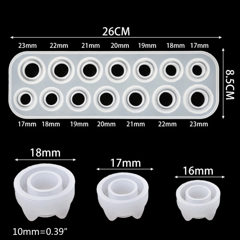 

17 Cavities Rings Epoxy Resin Mold Necklace Pendant Earrings Silicone Mould DIY Crafts Jewelry Casting Tools