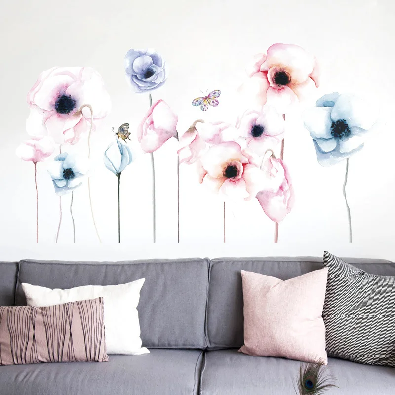 Свежие красивые цветы наклейки на стену для гостиной спальни украшения дома