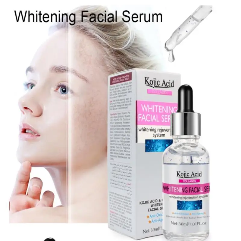 

Whitening Facial Serum Kojic Acid Essence Fade Freckle Sun Spot Melasma Brightening Skin Tone Soothing Face Stock Solution 30ml