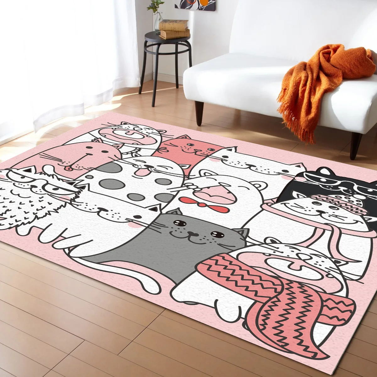 

Cartoon Animal Cute Cats Kawaii Pattern Carpets for Living Room Bedroom Area Rug Kids Room Play Mat 3D Printed Home Large Carpet