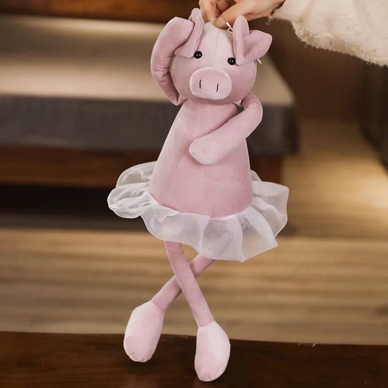 Милые мягкие подушки с игрушками в виде милого мультяшного свиньи и слона с кружевной юбкой для девочек - подарки на день рождения.