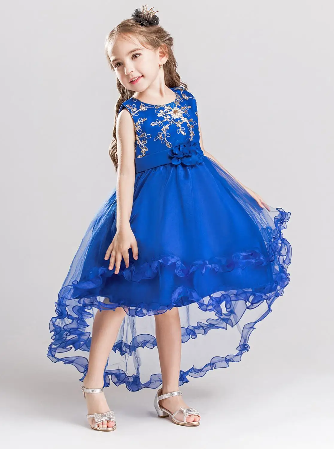 Fancy Gorgeous Girls Boutique Clothing Princess Girl Dresses for Wedding and Party Cocktail Pageant Gowns Asymmetric Kids Dress | Детская