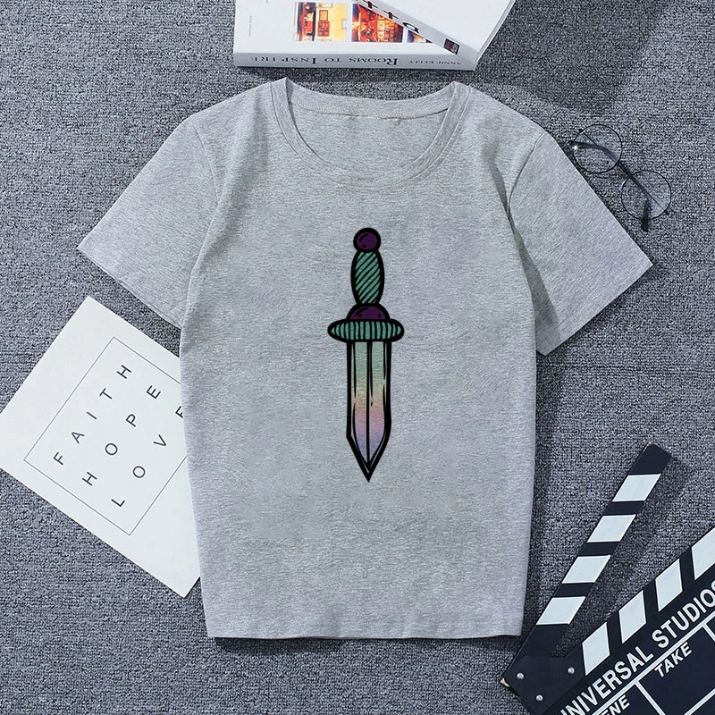 4913656 Футболка с принтом серая Повседневная Уличная мода футболки |