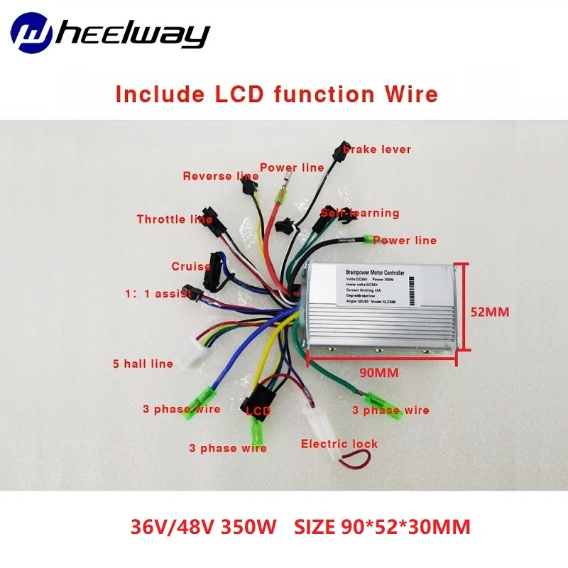 36V48V with LCD line 24 В/36 В/48 в 350 Вт MOFSET бесщеточный контроллер BLDC контроллер для электровелосипеда и скутера BLDC контроллер - Цвет: 36V48V with LCD line