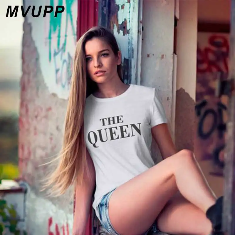 Комплект king queen футболка для жены топики пар из хлопка Новое поступление harajuku