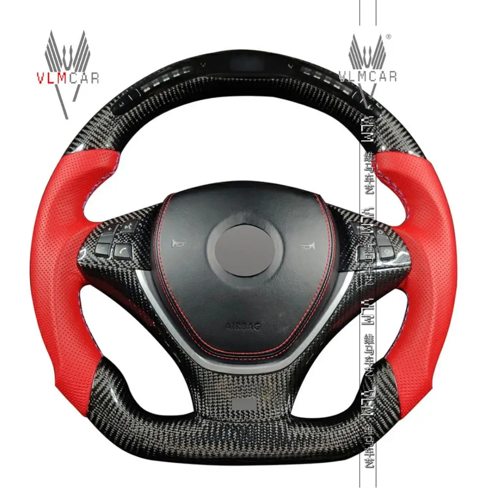 

VLMCAR Private Custom Carbon Fiber Steering Wheel For BMW X5 X6 E70 E71 Car Accessories Led Display Flat Bottom