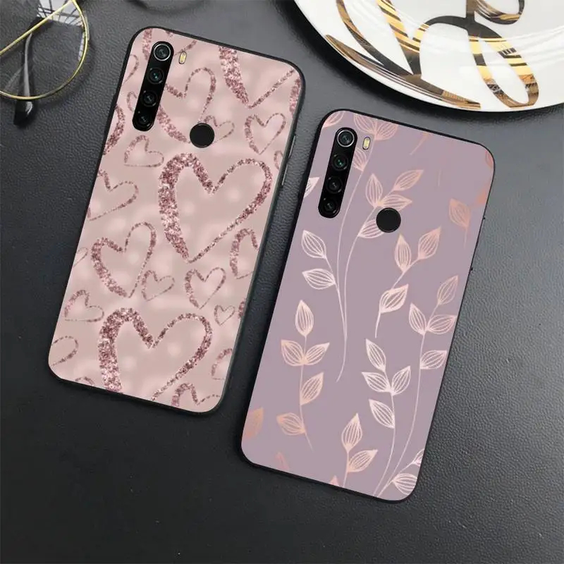 

Gold Rose Glitter Love Phone Case For Xiaomi Redmi note 7 8 9 t s 10 A pro lite funda shell coque cover