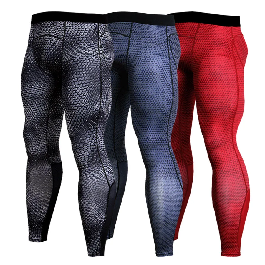 Running Compression Pants Men's Tights Sports Fitness Leggings Trousers Gym Slim 3D Snake | Спорт и развлечения
