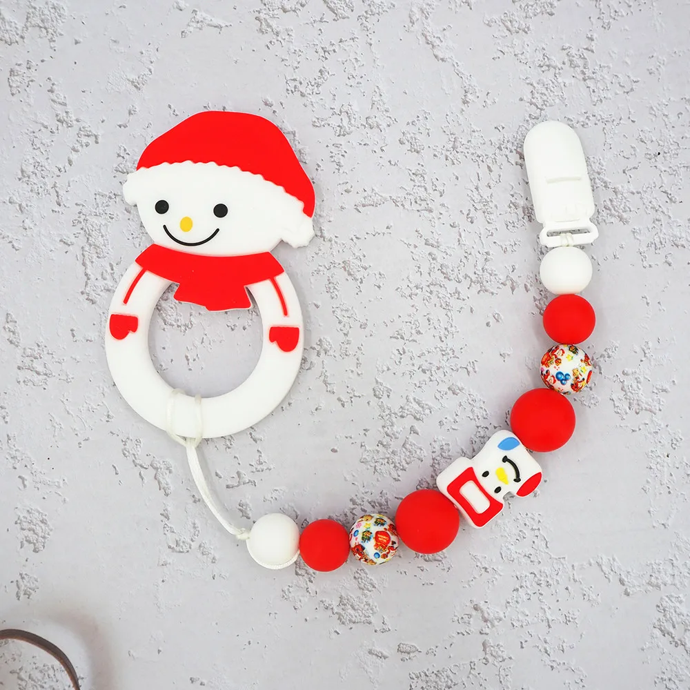 Chenkai-mordedor de silicona para beb&eacute;, de Navidad, Pap&aacute; Noel, &aacute;rbol, estrella, nieve, regalo de dentici&oacute;n para hombre, chupete c&oacute;modo DIY, 10 Uds.-4