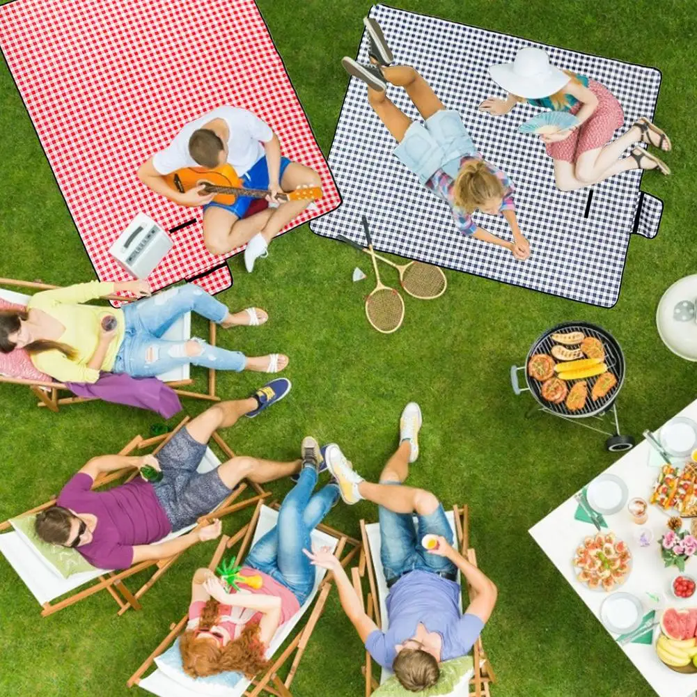 

Picnic Mat Outdoor Camping Moistureproof Lawn Mat Beach Blanket Beach Mat Portable Waterproof Oxford Mat With Handle designer