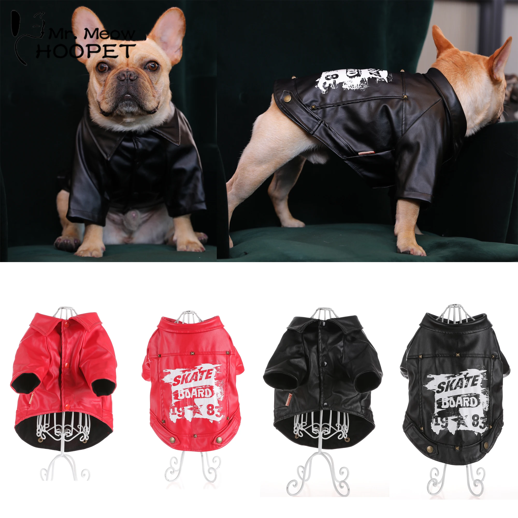 Hoopet Autumn Winter Clothing For Dogs Fashion Ropa Perro French Bulldog Jacke Handsome Leather Clothes Pet Dog Suppliers | Дом и сад