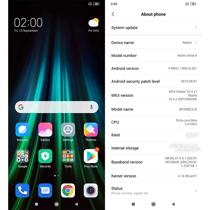 Глобальная версия Xiaomi Redmi Note 8 3 Гб ОЗУ 32 ПЗУ мобильный телефон Восьмиядерный
