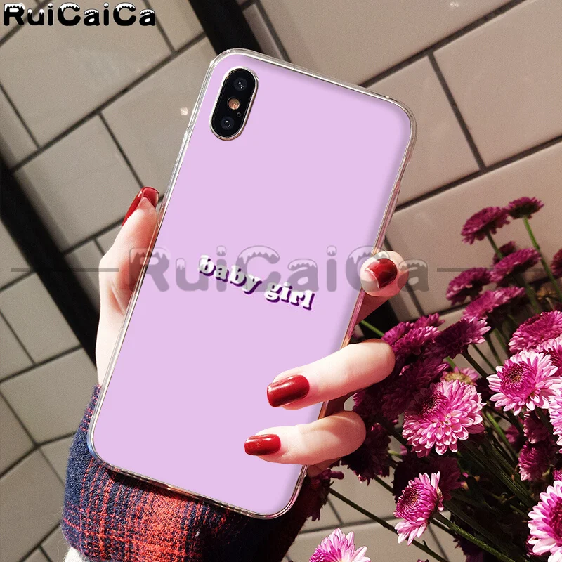 A12 RuiCaiCa Babe babygirl honey line Text art Smart Cover мягкий чехол для телефона Apple iPhone 8 7 6S Plus X XS MAX 5 5S SE XR - Цвет: A12
