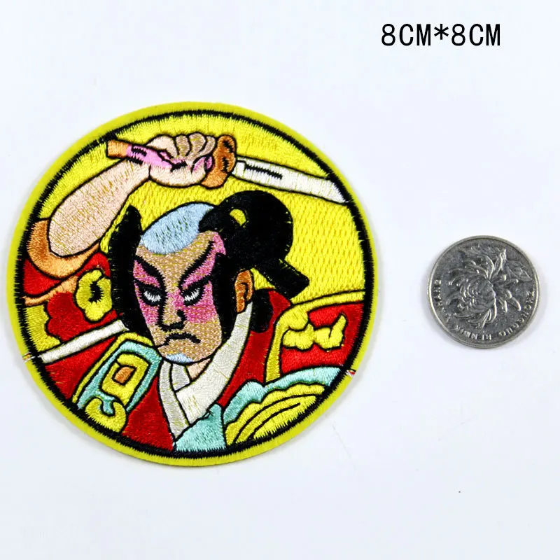 

Ninja Embroidery Cloth Patch Japanese Samurai Cartoon Anime Geisha Woman Embroidered Appliques Thermo Stickers Sewing Supplies