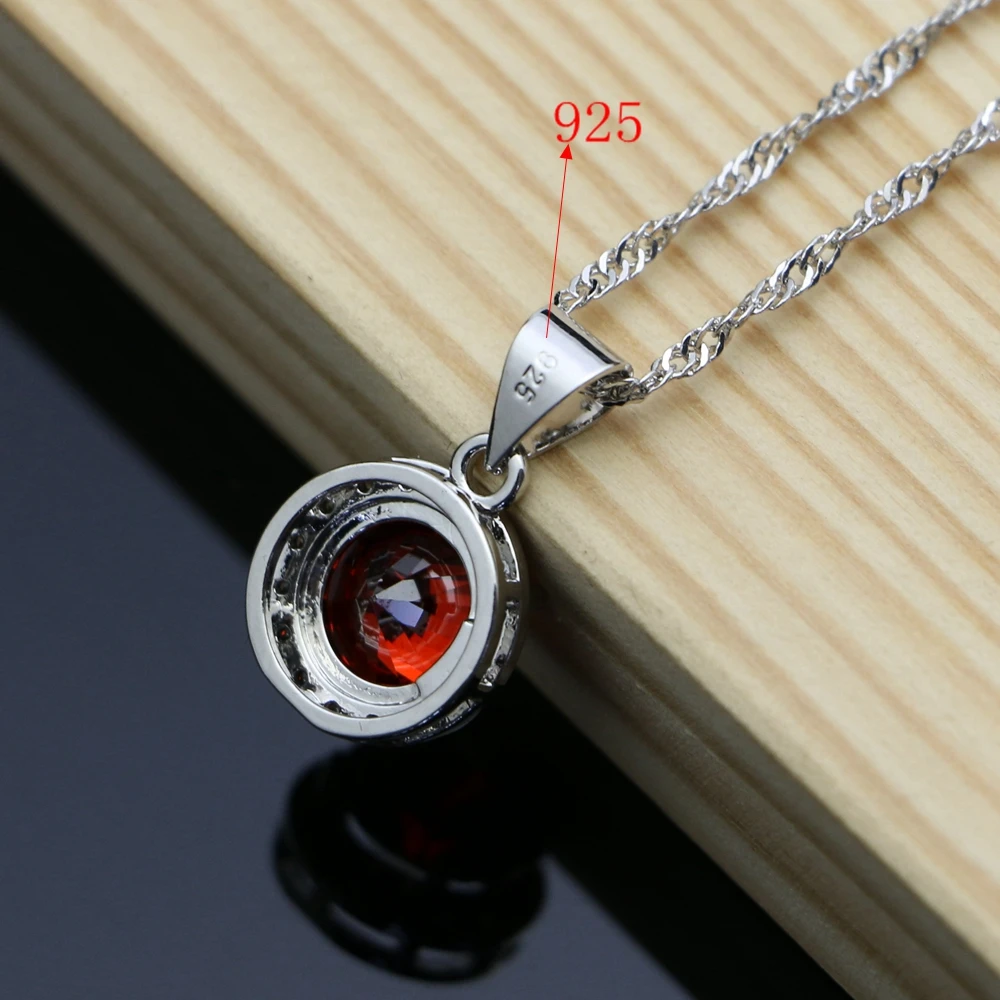 Набор свадебных украшений из серебра 925 пробы с красным фианитом свадебные