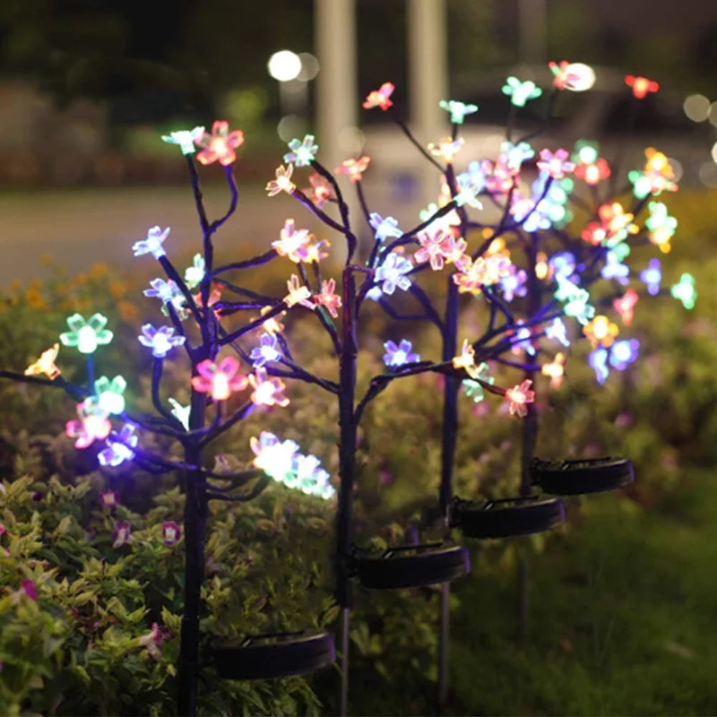 

LED Solar Lamp Outdoor Cherry XMAS Tree Decoration Christmas Garden Xmas Ornamental Blossom Solar Lights Branches Firework Lamp