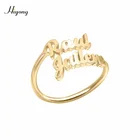 HIYONG настраиваемым именем кольцо Нержавеющаясталь персонализированные пользовательские кольцо цвета: золотистый, серебристый Цвет двойные кольца с буквами по индивидуальному заказу ювелирные изделия