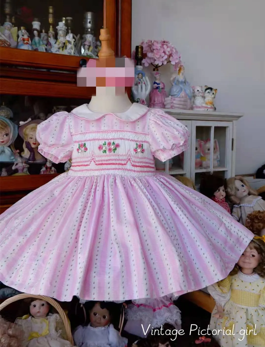 

1-12Y Baby Girl Handmade Boutique Pink Smocked Dress for Birthday Wedding Eid Casual