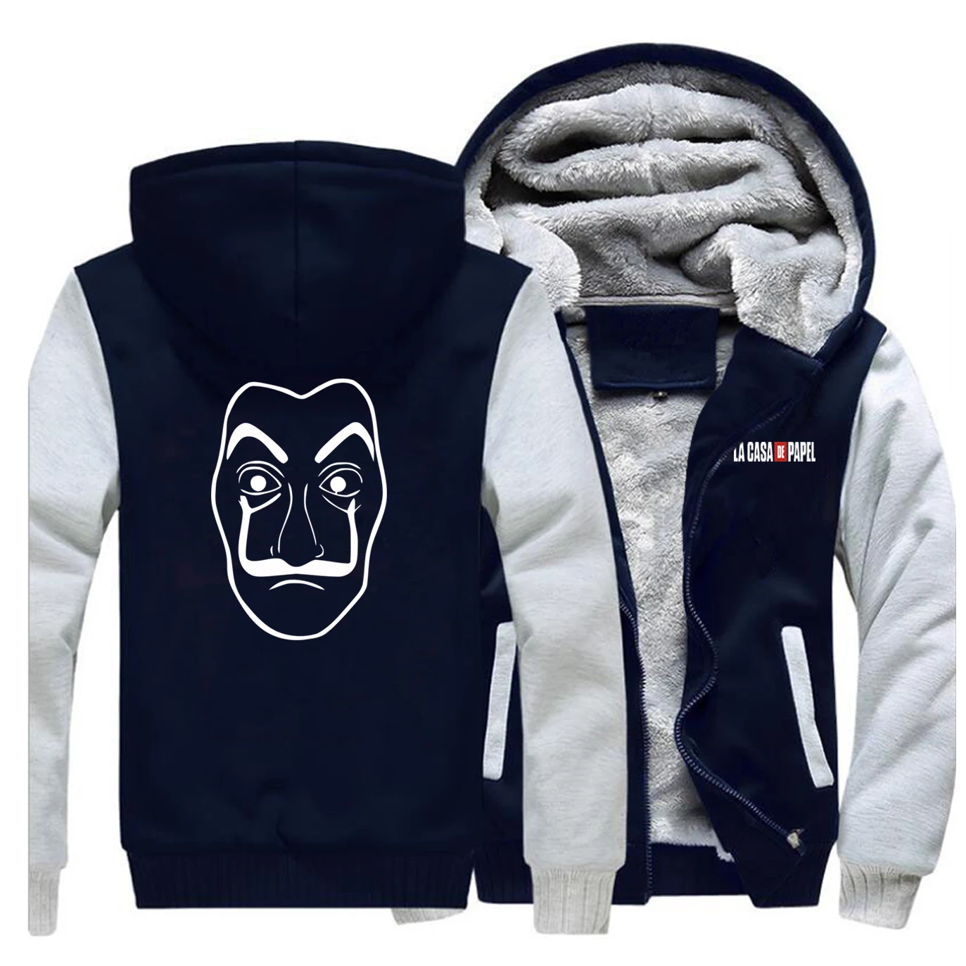 

La Casa De Papel House Of Paper Money Heist Thick Hoodies funny Men Sweatshirt Streetwear Warm Mens Brand Zipper Jacket Winter