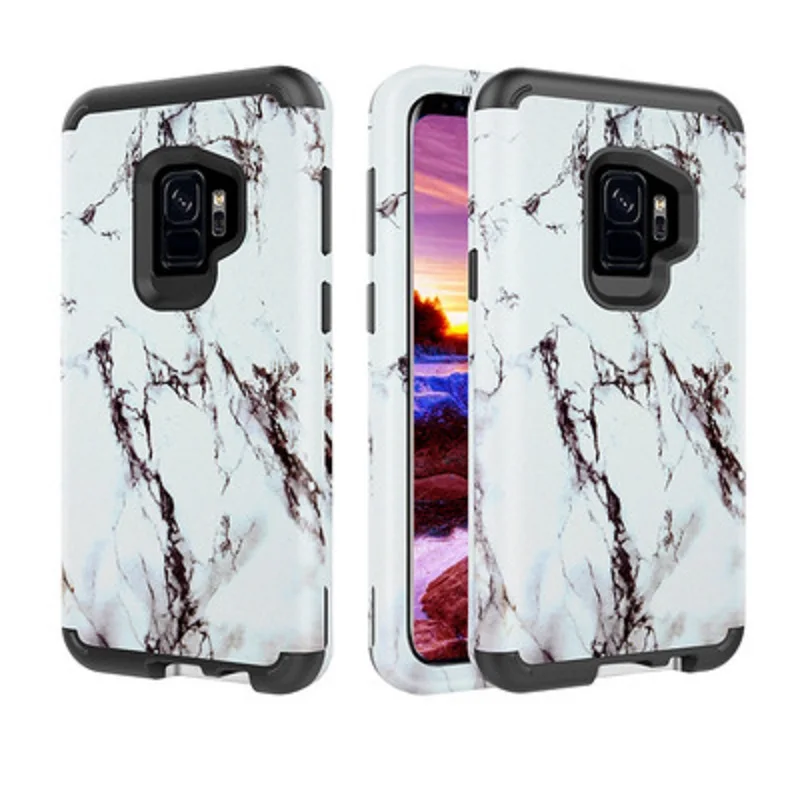

GALAHA 3 in 1 Hard Case For Samsung Galaxy S9 S9plus Note 8 Cover Black White Marble Flower Coque For Samsung Galaxy S9 capa