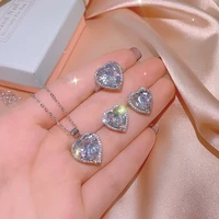 18k white gold wedding diamond ring for women luxurydiamond engagement femme jewelry 3pc set bride valentines gift for girl