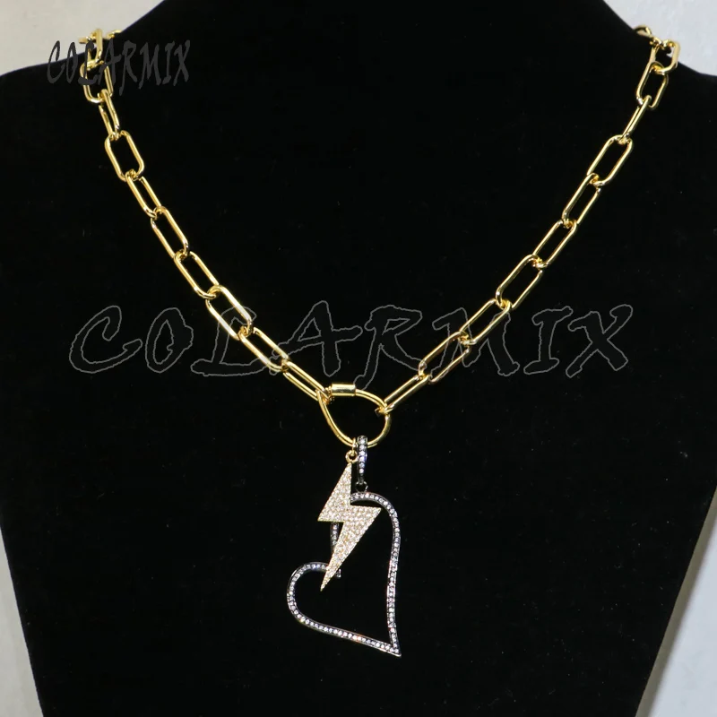 

3strands double pendants necklace heart and lighting link necklace accessories gift for women 50371