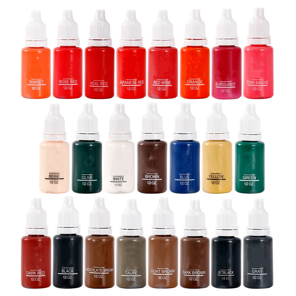 15ml 6pcs Tattoo Ink Pigment Body Art Tattoo Kits Professional Beauty Paints Tattoo Supplies Semi-permanent Makeup Eyebrow Lip