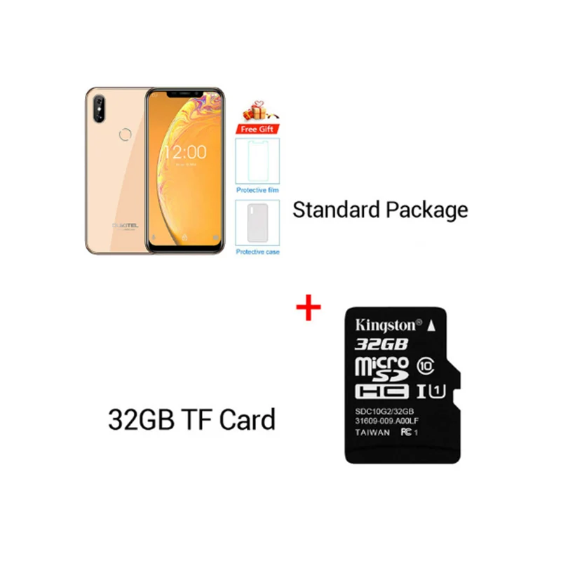 gold N 32GB Card OUKITEL C13 Pro 5G/2,4G wifi 6,1" 19:9 Android 9,0 MT6739 3000mAh 4G LTE 2 Гб ram 16 Гб rom 8 Мп+ 5 Мп отпечаток пальца - Цвет: gold N 32GB Card