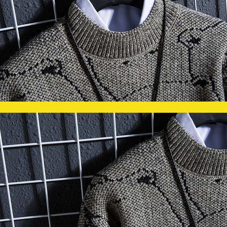 

Onnestun Harajuku Sweater Men New Winter Warm Men's Sweater Knitted Pullover Casual Thickened anti-mink down Sweater Man Tops