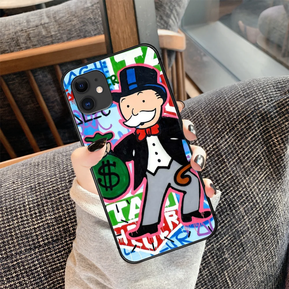 

cartoon Alec Monopoly Aesthetic Phone Case Cover Hull For iphone 5 5s se 2020 6 6s 7 8 12 mini plus X XS XR 11 PRO MAX black