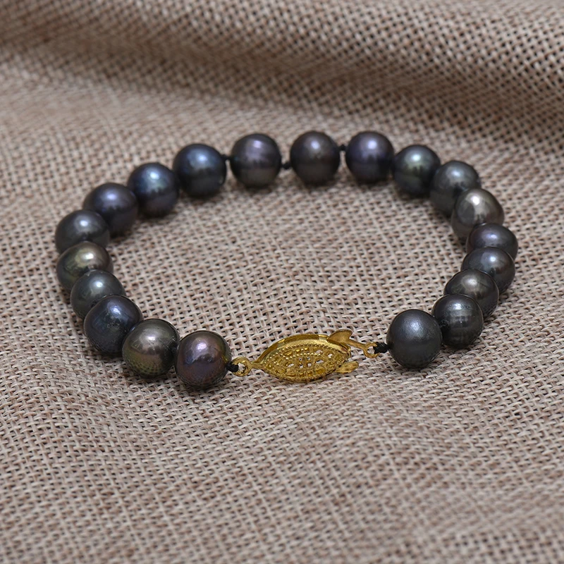 Натуральный черный пресноводным культивированным жемчугом 7-8 8-9 мм прибл Круглый