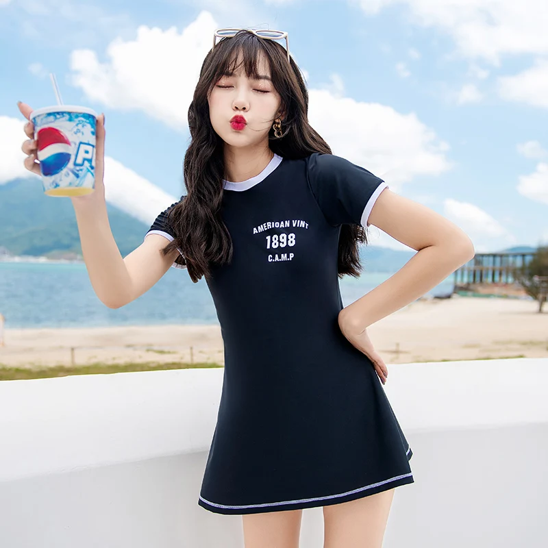 

Plus Size Swimsuit Women Solid Bathing Suit Large Size Two Piece Swimwear Sexy Monokini Female Short Sleeve Shorts Sports