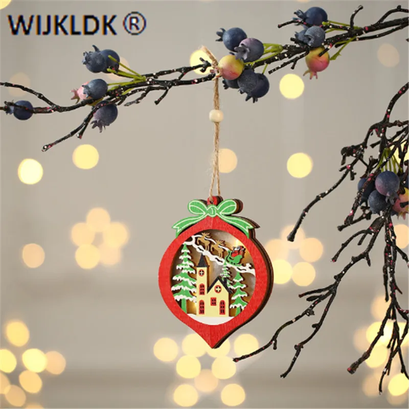 Santa Three-dimensional Glowing Ornaments Christmas Tree Pendant Home Star New Year Decoration Children Gift-C | Дом и сад