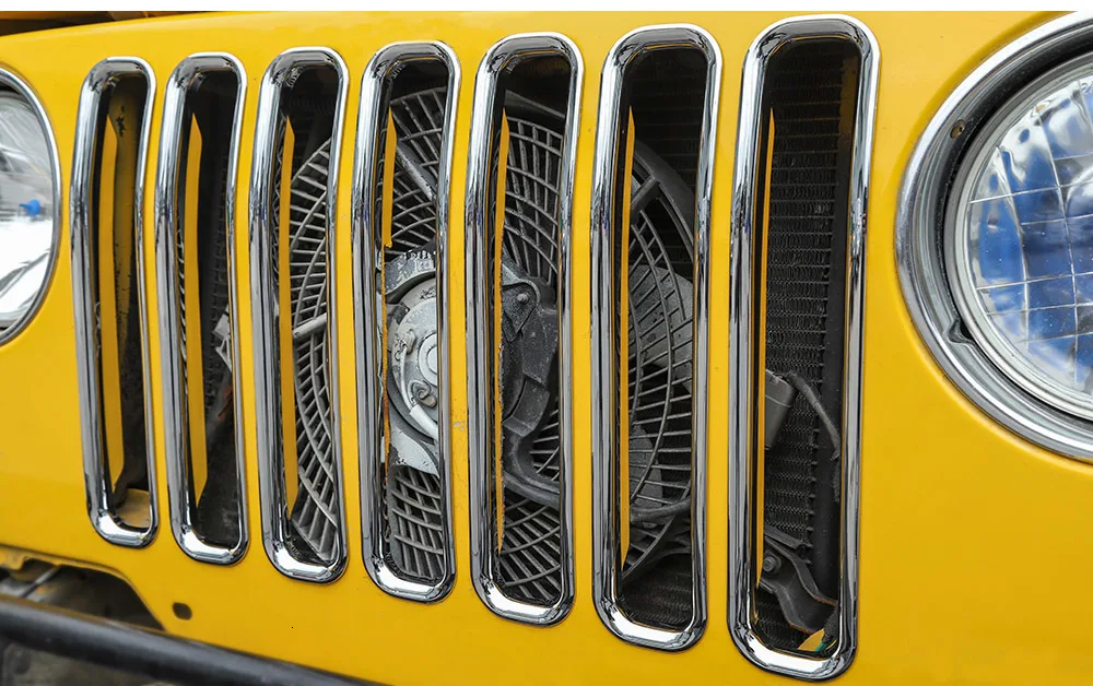MOPAI для Jeep Wrangler TJ 1997-2006 сетка передняя вставка решетка крышка отделка автомобиля наружное украшение ABS наклейки для автомобиля Стайлинг