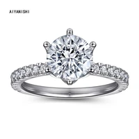 aiyanishi 925 silver 2ct sona diamond ring for women ring white gold jewelry fashion popular wedding rings for female jewellry