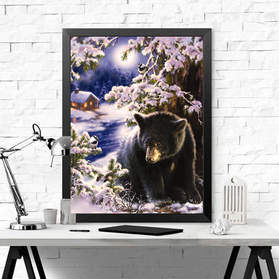 Evershine Алмазная вышивка животные 5D DIY мозаика Медведь крестиком картина стразы