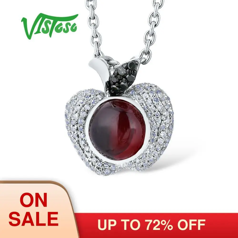 Женский Золотой кулон с натуральным гранатом VISTOSO подвеска из белого золота 14 к 585