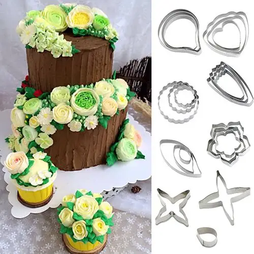 3 шт./компл. Penoy цветок листья Любовь Сердце Форма нержавеющая сталь для торта