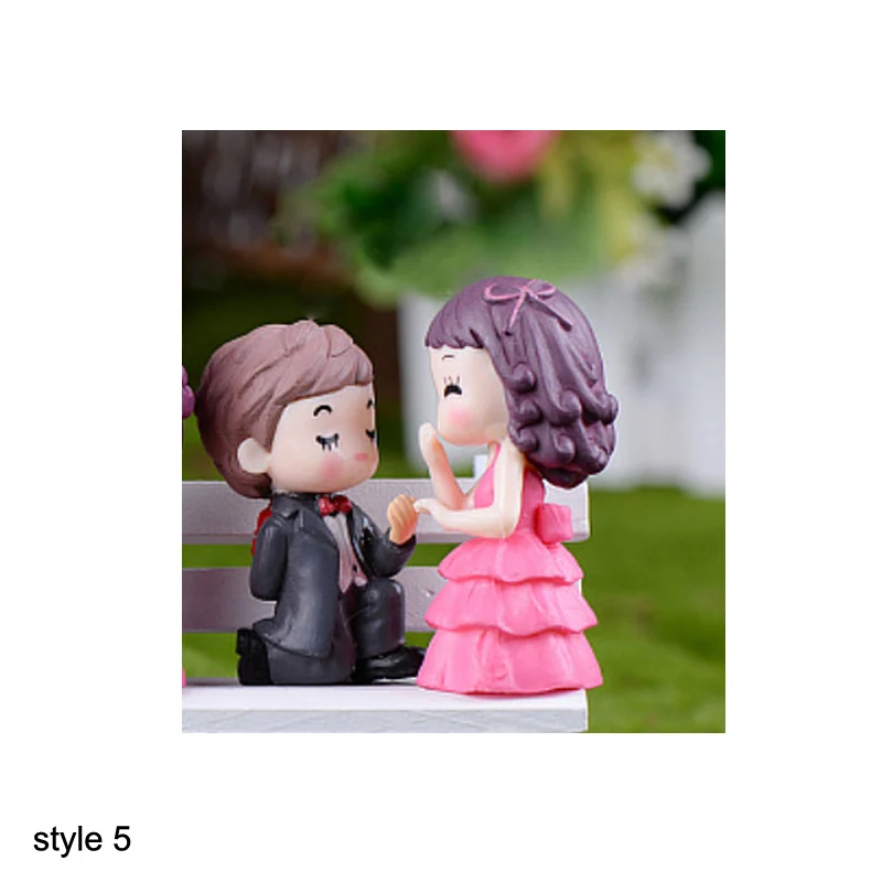 style 5 wedding Мальчик девочка домашний декор милые влюбленные пара стульев фигурки миниатюры террариумы Сказочный Сад мох детская игрушка изделия из смолы - Цвет: style 5 wedding